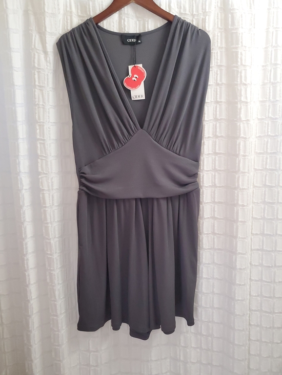 Cider Pants - Cider Charcoal V-Neck Sleeveless Jumpsuit Romper